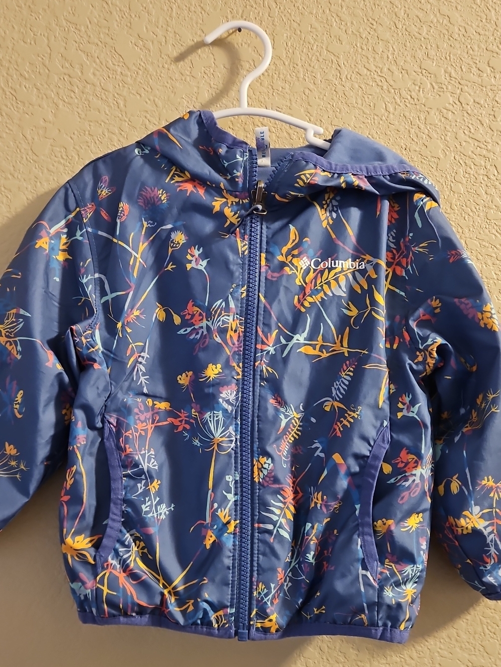 Columbia Reversable Floral Hooded Rain Jacket for Kids 3T